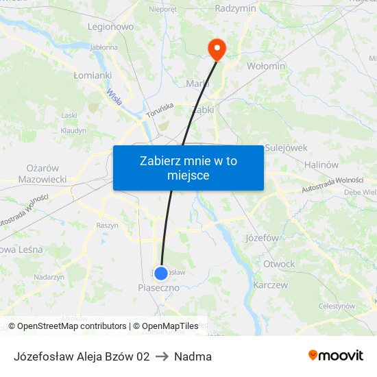 Józefosław Aleja Bzów 02 to Nadma map