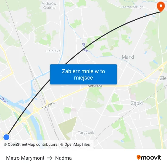 Metro Marymont to Nadma map