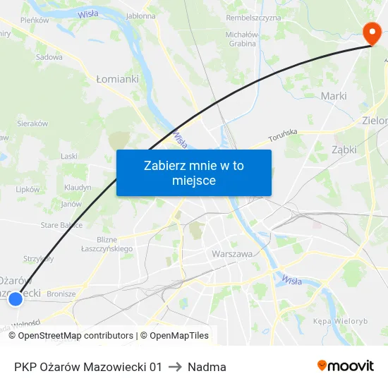 PKP Ożarów Mazowiecki 01 to Nadma map
