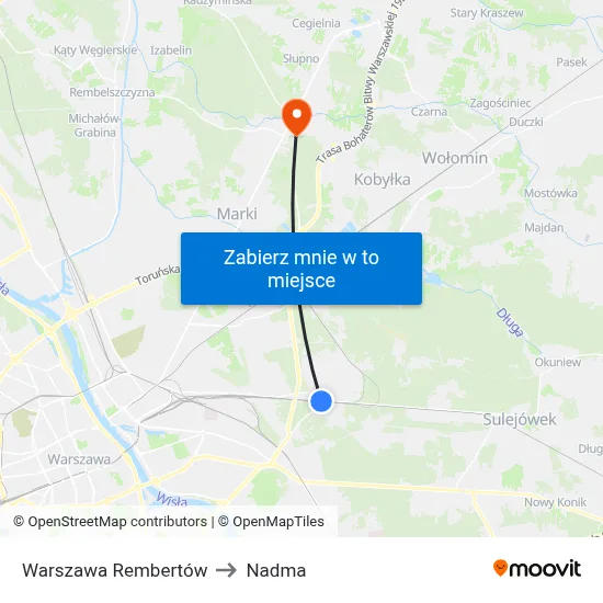 Warszawa Rembertów to Nadma map