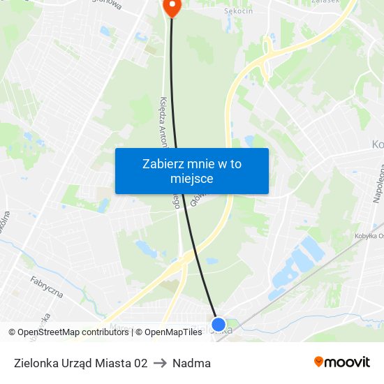 Zielonka Urząd Miasta 02 to Nadma map