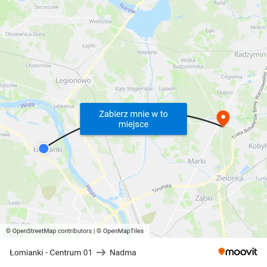 Łomianki - Centrum 01 to Nadma map