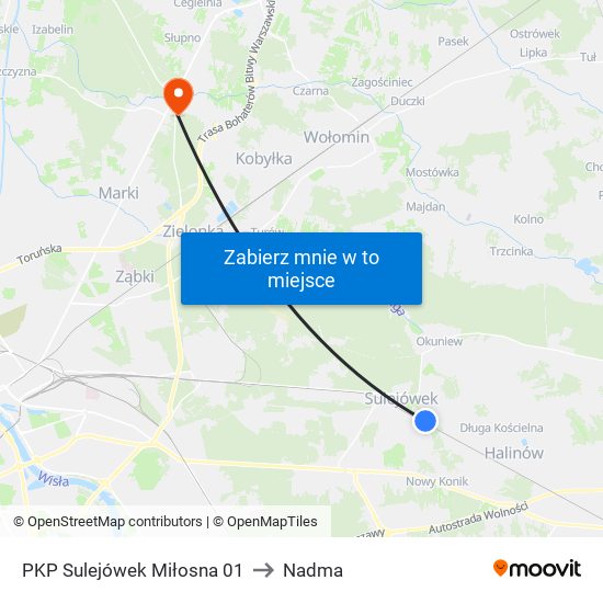 PKP Sulejówek Miłosna 01 to Nadma map