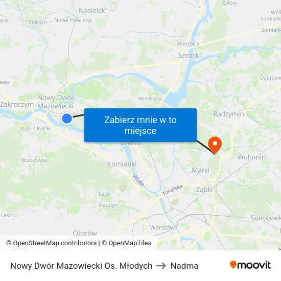 Nowy Dwór Mazowiecki Os. Młodych to Nadma map