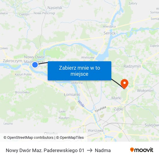 Nowy Dwór Maz. Paderewskiego 01 to Nadma map