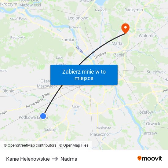 Kanie Helenowskie to Nadma map