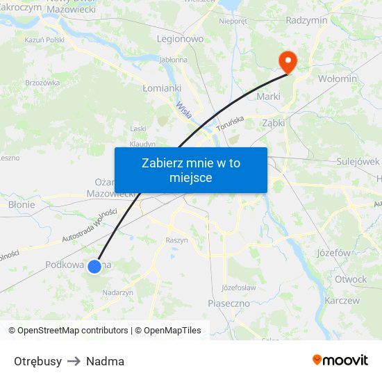 Otrębusy to Nadma map