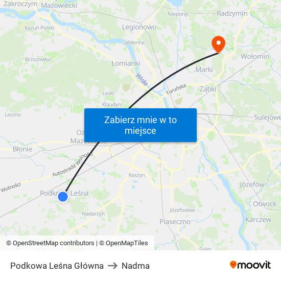 Podkowa Leśna Główna to Nadma map