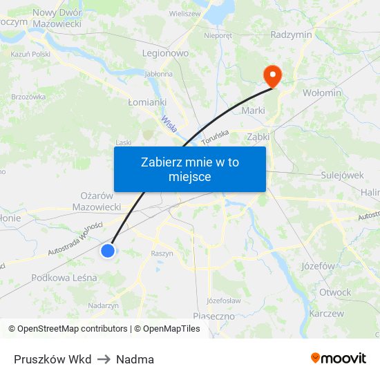 Pruszków Wkd to Nadma map