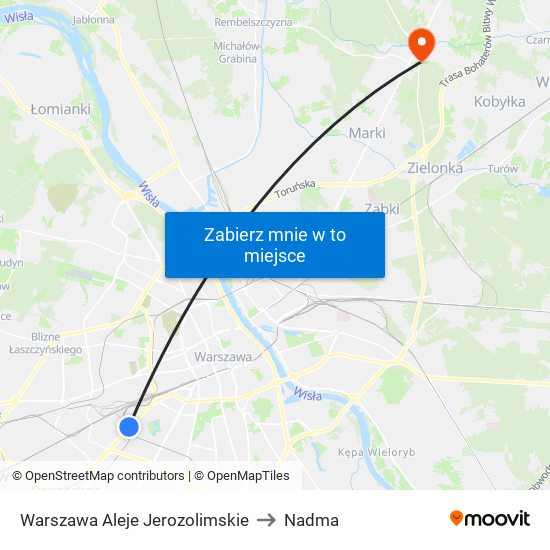 Warszawa Aleje Jerozolimskie to Nadma map