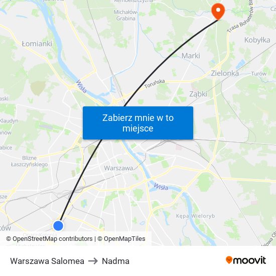 Warszawa Salomea to Nadma map