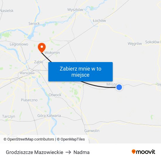 Grodziszcze Mazowieckie to Nadma map