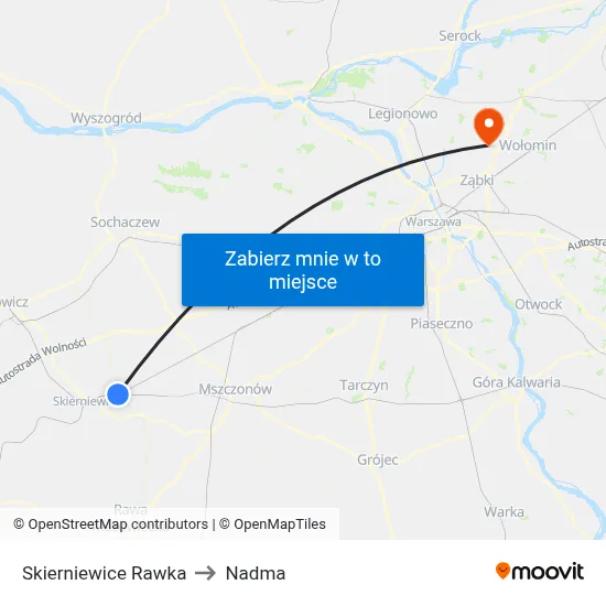 Skierniewice Rawka to Nadma map