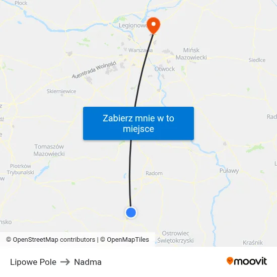 Lipowe Pole to Nadma map