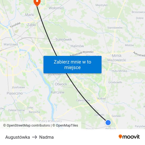 Augustówka to Nadma map