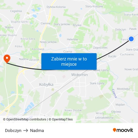 Dobczyn to Nadma map