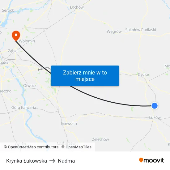 Krynka Łukowska to Nadma map