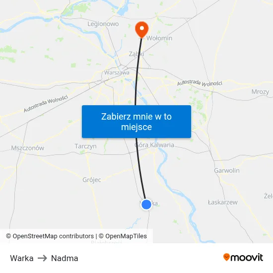 Warka to Nadma map