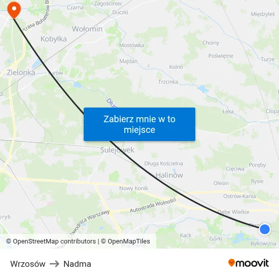 Wrzosów to Nadma map
