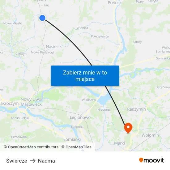 Świercze to Nadma map