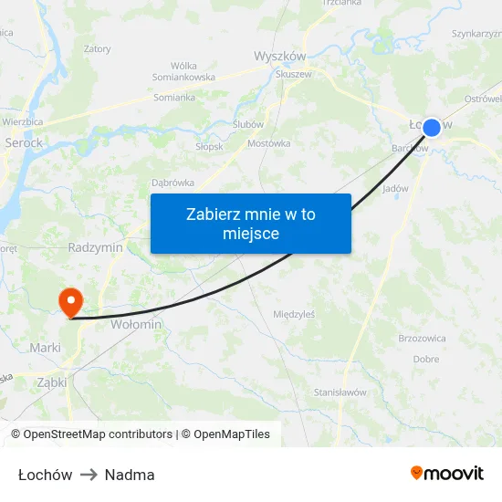 Łochów to Nadma map