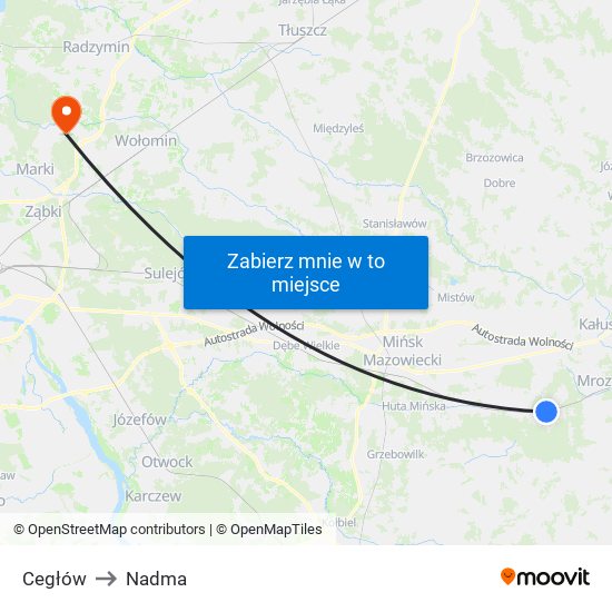 Cegłów to Nadma map