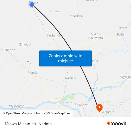 Mława Miasto to Nadma map