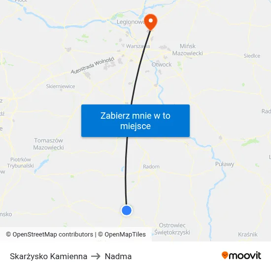 Skarżysko Kamienna to Nadma map
