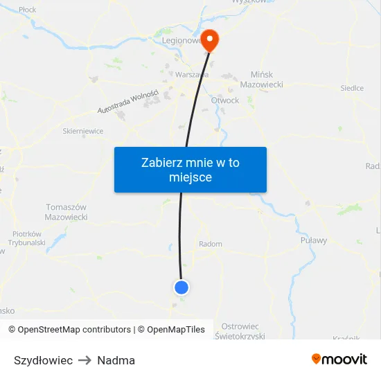 Szydłowiec to Nadma map