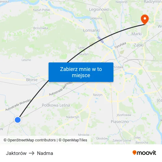 Jaktorów to Nadma map