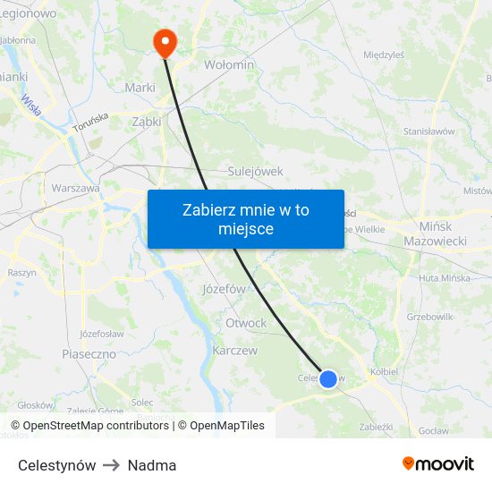 Celestynów to Nadma map