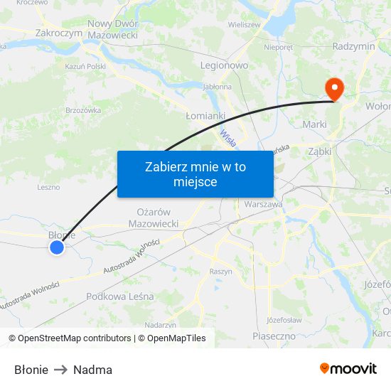 Błonie to Nadma map