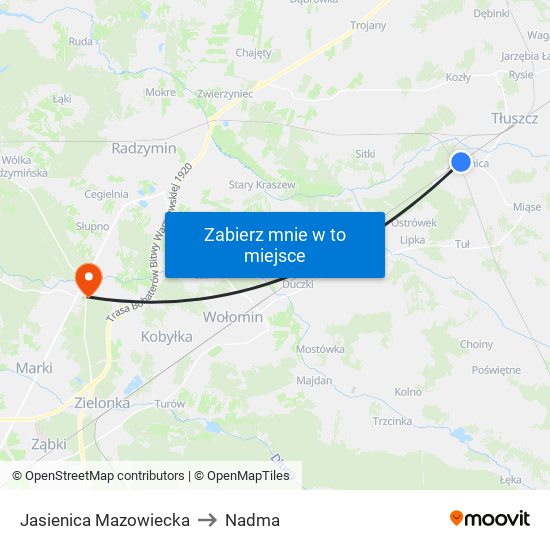 Jasienica Mazowiecka to Nadma map