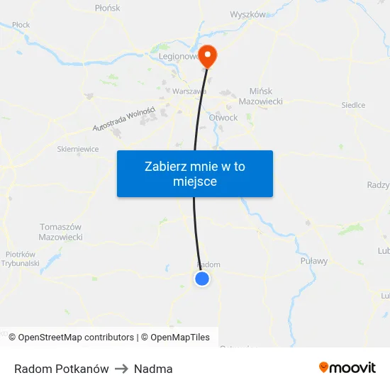 Radom Potkanów to Nadma map