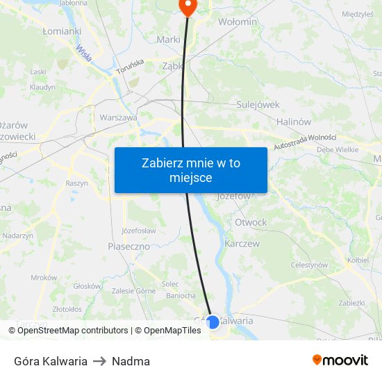 Góra Kalwaria to Nadma map