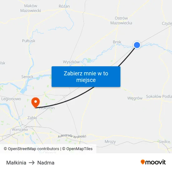 Małkinia to Nadma map