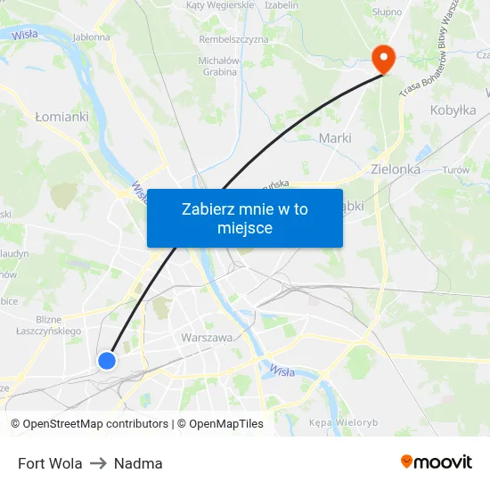 Fort Wola to Nadma map