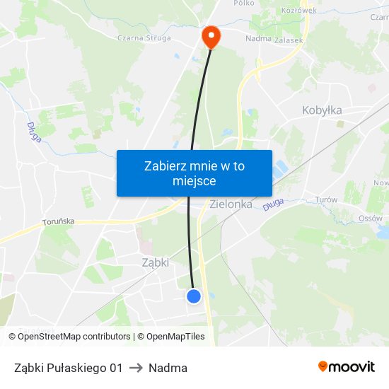 Ząbki Pułaskiego 01 to Nadma map