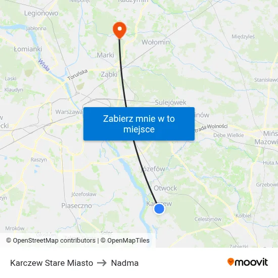 Karczew Stare Miasto to Nadma map