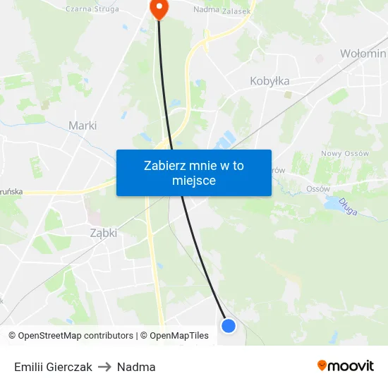 Emilii Gierczak to Nadma map