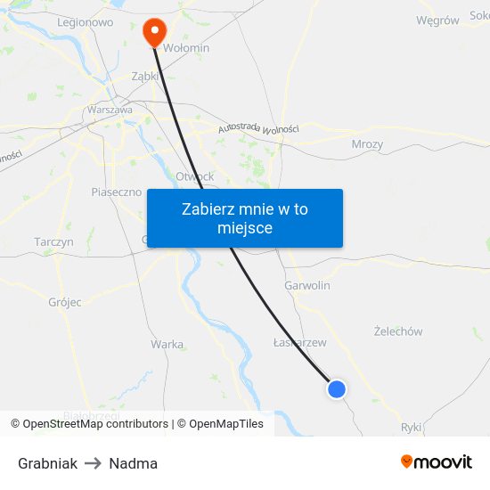 Grabniak to Nadma map