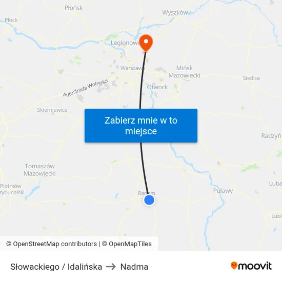 Słowackiego / Idalińska to Nadma map