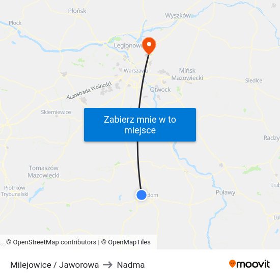 Milejowice / Jaworowa to Nadma map