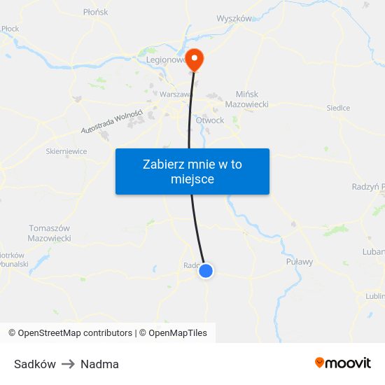 Sadków to Nadma map