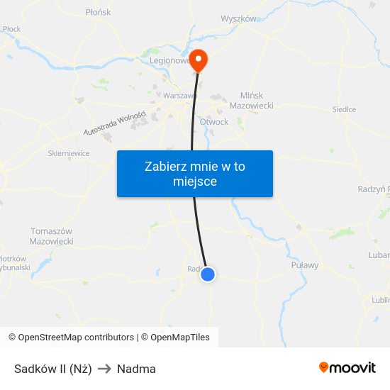 Sadków II (Nż) to Nadma map