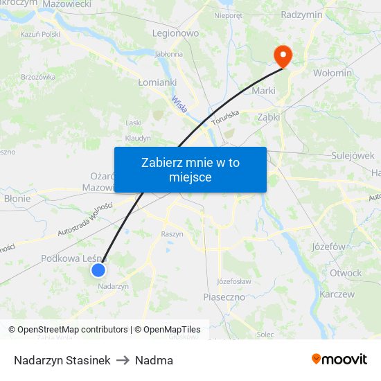 Nadarzyn Stasinek to Nadma map