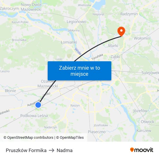 Pruszków Formika to Nadma map