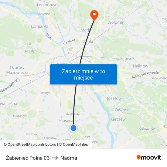 Żabieniec Polna 03 to Nadma map