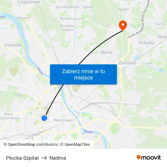 Płocka - Szpital to Nadma map