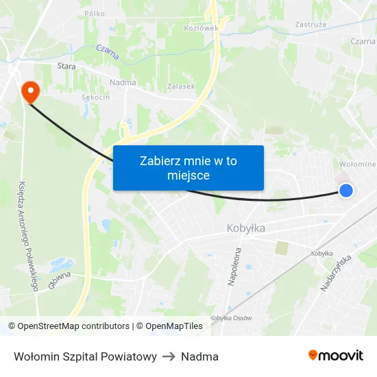 Wołomin Szpital Powiatowy to Nadma map